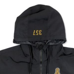 Mason unisexe 100% Polyester Anorak veste noir coupe-vent pull à capuche brodé Logo Streetwear vêtements d'extérieur avant dos - Product Image 3