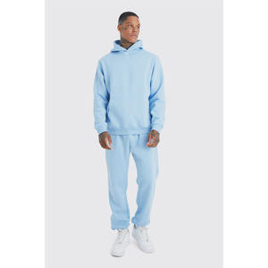 Gran oferta, chándal de lana de invierno sólido de 2 piezas de peso pesado para hombre, Top con capucha y pantalones, transpirable, ecológico - Product Image 1