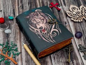Lobo en relieve Vintage cuero encuadernado diario hilo hecho a mano costura encuadernación papel en blanco poesía hechizo cuaderno diario para hombres mujeres - Product Image 5