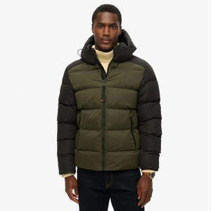 Veste matelassée à capuche pour hommes personnalisée noire manteau alternatif en duvet léger chaud d'hiver veste matelassée à bulles avec fermeture éclair - Product Image 5