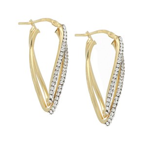 Vente en gros de boucles d'oreilles créoles Dea Senia de haute qualité, or jaune, cristaux blancs, plaqué or 18 carats, argent sterling 925 - Product Image 2