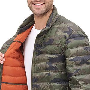 Veste matelassée en toile légère à manches longues et col montant pour homme Veste matelassée en toile de longueur régulière à prix de gros - Product Image 6
