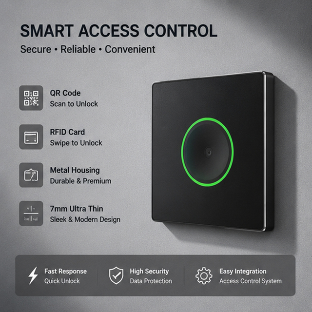 WCMI Wholesale QR Code Scanner NFC Contactless 13.56MHz RFID Aluminum ISO14443A/B Card Reader Access Control System for School