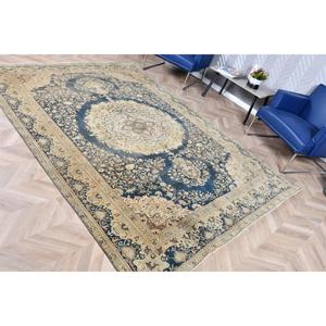 Alfombra Turca Vintage, Grande, 6.4x9 pies (195x273 cm), Alfombra de Lana con Diseño Floral Azul - Product Image 3