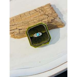 Navajo Handmade <b>Statement</b> <b>Ring</b> Kingman Turquoise & Sterling <b>Silver</b> for Everyday Wear Fine Jewelry with Inlaid Natural Stone - Product Image 4