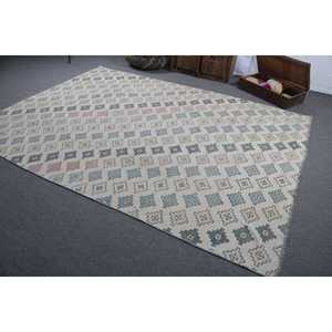 Alfombra Turca Vintage de 7.2x9.7 pies, Alfombra Azul con Diseño Floral - Product Image 4