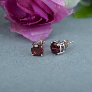 Minimalist Silver Stud <b>Earrings</b> <b>Garnet</b> Statement Fine Jewelry for Mom Birthstone <b>Earrings</b>-Perfect Christmas Gifts - Product Image 3
