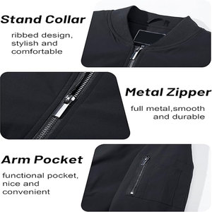 Wholesale Customizable Men's Varsity Bomber <b>Jackets</b> <b>Plus</b> <b>Sizes</b> Vintage Denim Washed Technique Zipper Stand Eco-Friendly Winter - Product Image 4