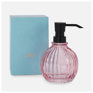 Best Quality Pink Ribbed Glass <b>Soap</b> <b>Dispenser</b> <b>Bathroom</b> Accessories <b>Soap</b> <b>Dispenser</b> for Home and Hotel Usage - Product Image 5