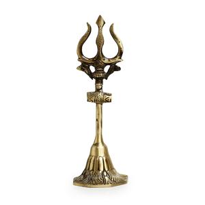 Handmade Golden Brass Holy <b>Shiva</b> Trishul With Handle Sculptures Figurine <b>Statue</b> Statement Pieces Decor Gift Items - Product Image 1