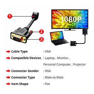 Cable VGA a VGA de 5 Núcleos, 6 Pies, 15 Pines, Macho a Macho, Cable de Extensión para Transmisión de Video - Product Image 5