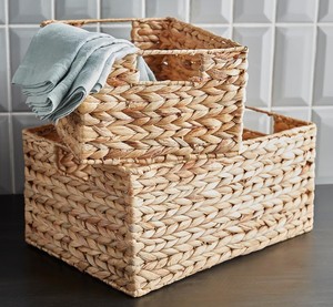 Cestas de almacenamiento de jacinto de agua tejidas a mano con asas Contenedores organizadores para estantes, armarios, despensa y sala de estar de Vietnam - Product Image 4