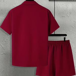 Conjunto de vacaciones de verano de lujo para hombre, camisa transpirable con estampado Floral, conjunto de pantalones cortos, 100% poliéster, colores personalizables, Logo, prendas de vestir exteriores - Product Image 3