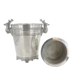 Seau à vin en métal design renne poli argent de luxe fait à la main refroidisseurs de boissons et seaux à glace artisanat indien - Product Image 5