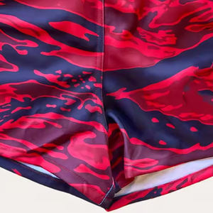 กางเกงขาสั้นเอวสูงปานกลางเอว100% ผ้าโพลีเอสเตอร์มีกระเป๋ากางเกงขาสั้นพิมพ์ซับลิเมชันออกแบบใหม่ตามต้องการ - Product Image 5