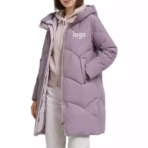 Custom Women's Spring Casual Windproof Breathable <b>Quilted</b> Puffer Jacket Hooded Zipper Fashionable Pig Skin Leather Coat Logo - Product Image 1