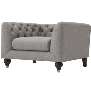 Fauteuil Chesterfield Daals Ashby avec revêtement en chenille grise et pieds foncés distinctifs. - Product Image 3