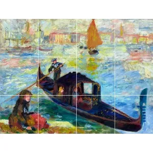 August Renoir Venecia Italia Góndola Taxi Azulejo de cerámica Mural Backsplash Murales de pared Categoría de producto - Product Image 1