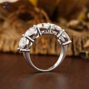 5.00 TDW bague en diamant coupe ronde 18k or blanc demi-éternité bande/panier réglage Cvd/Hpht diamant laboratoire pierre bijoux - Product Image 4