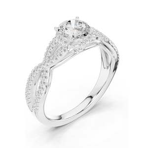 Bague de fiançailles torsadée avec diamant de laboratoire rond taille brillant de 1,22 carat, clarté VVS-VS EF, or 18 carats, 14 carats, 10 carats et argent 925 - Product Image 4