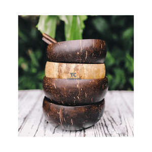 ชุดชามมะพร้าวขัดเงาพร้อมช้อนมืดกะลามะพร้าวสำหรับชามมะพร้าวเวียดนามสำหรับครอบครัว - Product Image 6