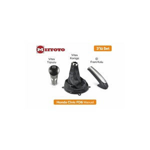 สำหรับ Honda Civic FD6 ปี 2006-2012 ชุดคริสตัล 3 ชิ้น ประกอบด้วยหัวเกียร์ คันเบรกมือ และหุ้มเกียร์หนัง - Product Image 1