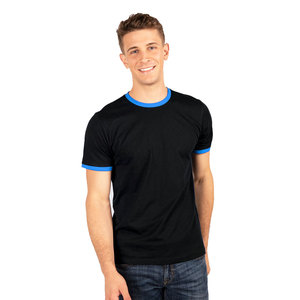 Venta al por mayor de los hombres de 100% algodón cuello redondo ajustado liso logotipo personalizado de manga corta blanco Ringer camiseta para hombres Camiseta de algodón para hombres - Product Image 3