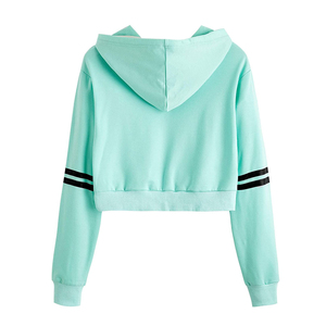 Fabricación de fábrica Material fresco Nuevo estilo Regular Fit Crop Top Hoodie 100% algodón French Terry Cotton Knitted Hoodie Mujeres - Product Image 5
