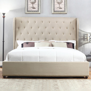 TH-H8466 Modern Queen Platform Solid Genuine Leather <b>Beds</b> With Headboard - Product Image 2