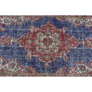 Alfombra Turca de 3.7x7.2 pies, Alfombra Vintage, Alfombra Marroquí de Lana Azul y Roja - Product Image 5