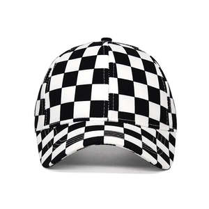 Casquette de baseball 6 panneaux Mode Damier, haute qualité, 100% polyester, visière incurvée, style américain élégant - Product Image 2