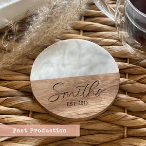 Premium Handmade Wooden <b>Coaster</b> Set with Carved Design Unique <b>Table</b> Drink Pads for Stylish Home Decor, Gifting & Export Stone - Product Image 5