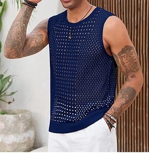 <b>Men's</b> Cumbre Sports Sexy Breathable See-Through T-Shirt Regular Fit Transparent Mesh <b>Sleeveless</b> Lightweight Quick Dry Anti-UV - Product Image 3