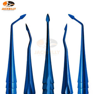 Ensemble PDL dentaire en acier inoxydable bleu enduit de 5 pièces Kit d'élévateurs de racines micro dentelés Luxation Extraction de dents Parodontal Medic - Product Image 2