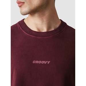Tissu jersey 100% coton lavé rouge cramoisi pour la création de vêtements personnalisés - Product Image 5
