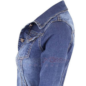 Veste en jean personnalisée pour femmes, veste de mode décontractée et respirante pour femmes, veste à manches longues avec plusieurs poches pour dames - Product Image 5