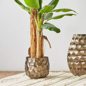 Jardinière en métal doré brossé, pot décoratif moderne pour plantes d'intérieur, élégant pour la maison, le bureau, le dessus de table et l'entrée, vente en gros - Product Image 3