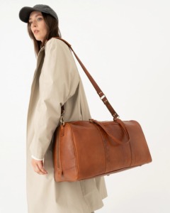 Mens Genuine Leather Luxury Duffle Bag Weekender Travel Overnight <b>Carry</b> Luggage Gym Sports <b>Water</b> Resistant Large Vintage Brown - Product Image 2