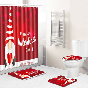 Custom Printed Valentine <b>Bathroom</b> Rug <b>Set</b> for <b>Bathroom</b> Non-Slip Shower Curtain Bath <b>Mat</b> - Product Image 1