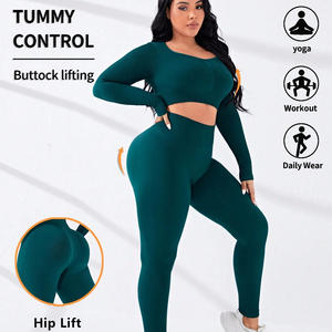 Conjunto de camiseta y Mallas para mujer que absorbe la humedad, ropa deportiva elástica transpirable, marca personalizada, venta al por mayor, OEM - Product Image 5