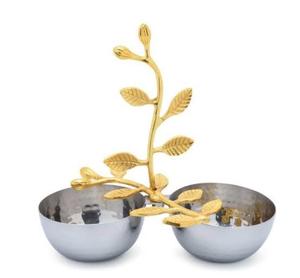 Meilleur prix bol en acier inoxydable et métal avec poignée en laiton design moderne taille personnalisée forme ronde feuille conception bol de fruits - Product Image 2