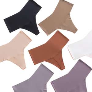 Lot de 10 culottes string taille haute sans couture Texlina pour femme, respirantes, extensibles, en mélange de microfibres, taille XL, couleur unie, sexy - Product Image 3