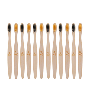 Brosse à dents en bambou souple personnalisée en gros pour adultes Brosse en bois respectueuse de l'environnement en boîte emballée noire et marron - Product Image 1