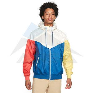 Chaqueta cortavientos de playa impermeable reflectante de poliéster para hombre personalizada en blanco azul marino caqui-para invierno - Product Image 1