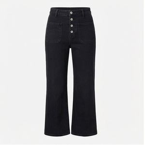 Pantalones Vaqueros de Mezclilla Elásticos de Pierna Ancha y Cintura Alta para Mujer, Ajustados, Casuales, Lavables, con Diseño Sólido, Estilo Sexy de Verano - Product Image 1