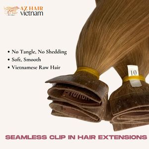 Vente flash - Extensions de cheveux humains en clip, style lisse, cheveux vietnamiens Remy de qualité 12A, trame unique - Product Image 6