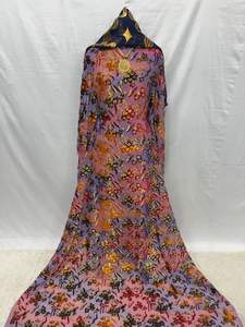 Ensemble Maqbal Dirac de luxe, broderie dorée scintillante, manches longues, écologique, séchage rapide, été, coton polyester Kanga pour femmes - Product Image 4