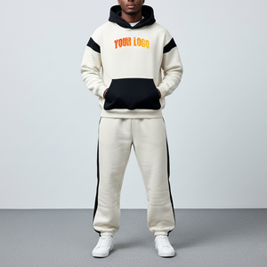 Conjunto Deportivo de 2 Piezas para Hombre, Sudadera con Capucha y Pantalones de Felpa, 100% Algodón, Estampado Personalizado, Informal, Cómodo, Estilo Hip Hop, Venta al por Mayor - Product Image 1