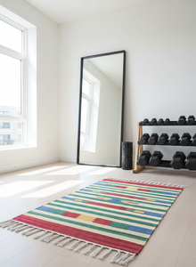 Tapis rectangulaire moderne en coton tissé fantaisie, doux et moelleux, avec envers réversible, lavable en machine, motif floral, pour la maison, les voyages et l'exercice. - Product Image 2