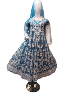 Haute qualité dames Maxie Style robe droite broderie à manches courtes fête porter dentelle Club exportation qualité pakistanais Readymade - Product Image 6